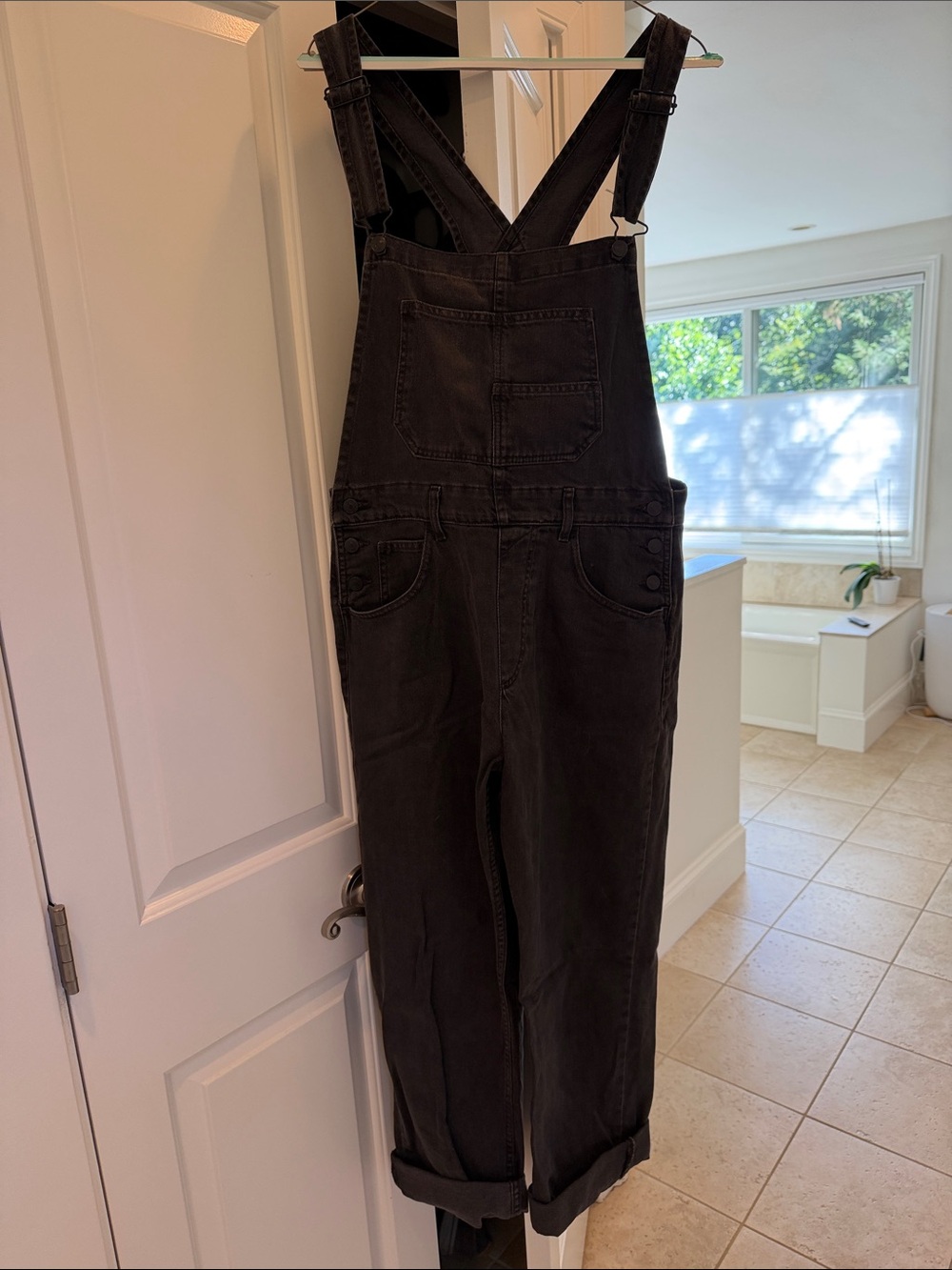 We The Free Black Denim Overalls Jumpsuit